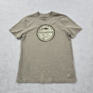 NWOT Life Is Good Crusher Tee "TIME SPENT FISHING" KEEP IT REEL" Size Small